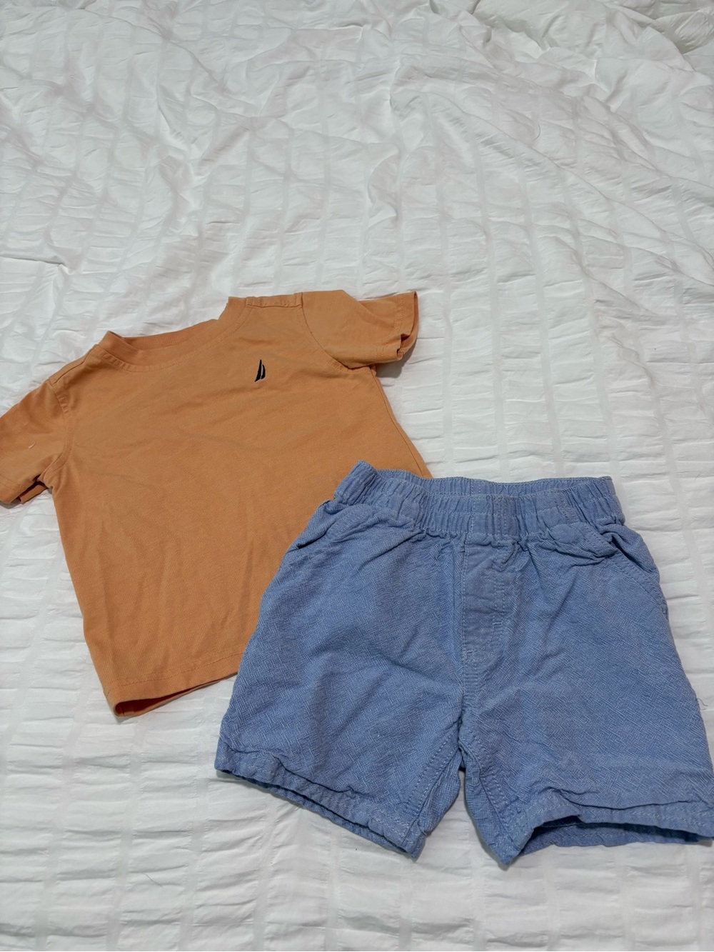 Nautica Boys' Orange Short-Sleeve Tee & Blue Elastic Waist Shorts Set
